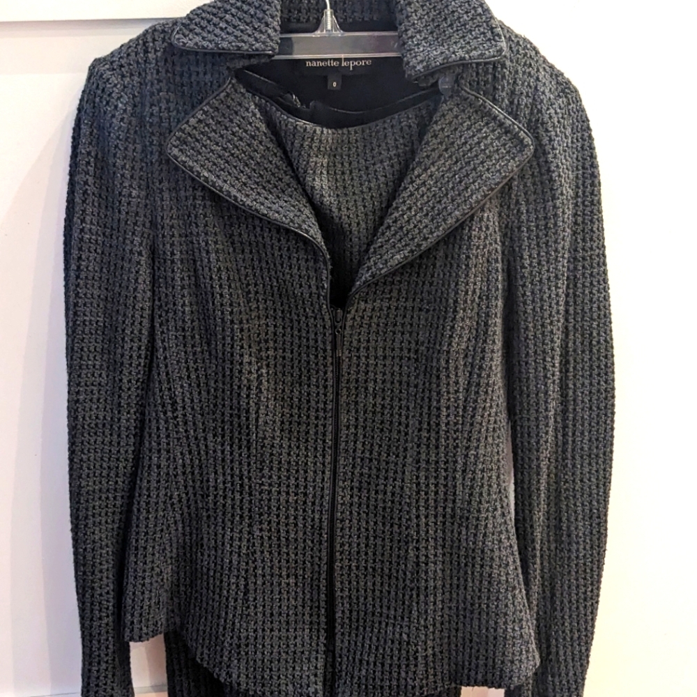 Nanette Lepore Skirt Suit Matching 2 Pieces Jacket Skirt Houndstooth